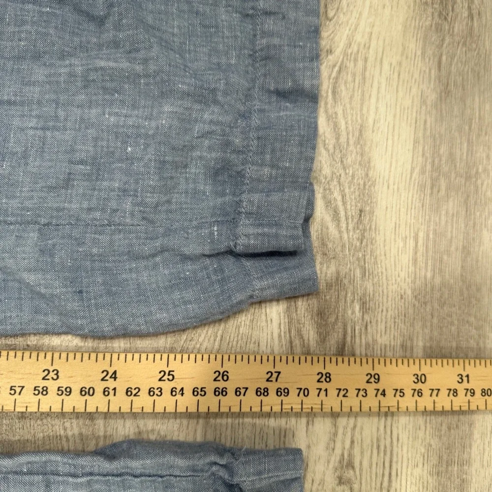 Athleta Caro Linen Blend Pants‎ Womens Size 8 Blue Drawstring Zipper Pockets - Picture 9 of 10